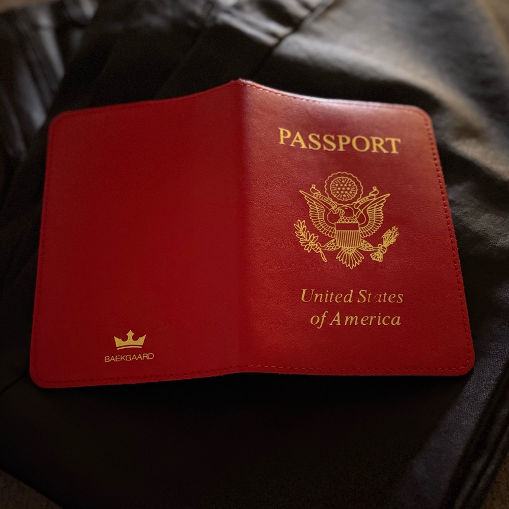 Baekgaard Red Passport Cover with Gold Details